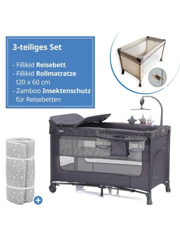fillikid Reisebett-Set Capri ab Geburt - 15 kg mit in gray