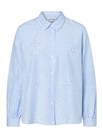 More & More feminine Bluse, Streifen u. Blumendessin in stripes fresh skyblue