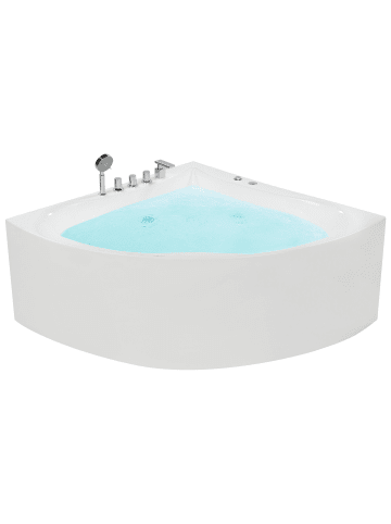 Beliani Eckbadewannen ISLITA in Weiß/Silber - (W) 133 x (H) 57 x (L) 187 cm