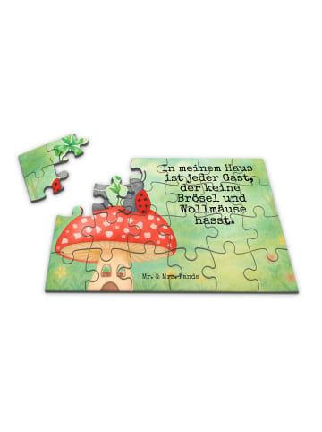 Mr. & Mrs. Panda Puzzle Marienkäfer Fliegenpilz Design mit Spruch in Weiß