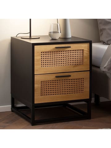 KADIMA DESIGN Nachtkonsole mit Wiener Geflecht 45x45x56 cm Nachttisch