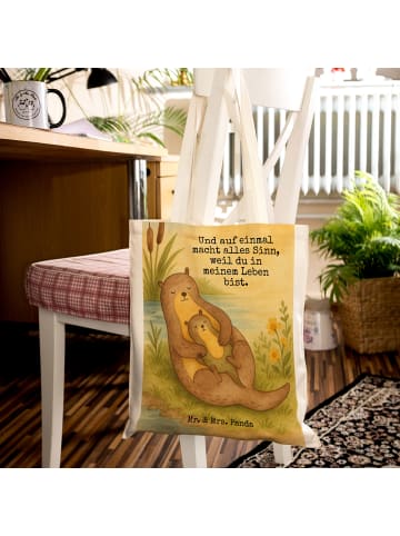 Mr. & Mrs. Panda Jutebeutel Otter Kind Design mit Spruch in Weiß