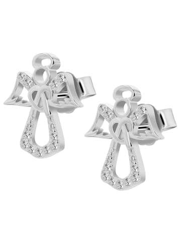 Adeliás Damen Ohrstecker Engel aus 925 Silber mit Zirkonia in silber