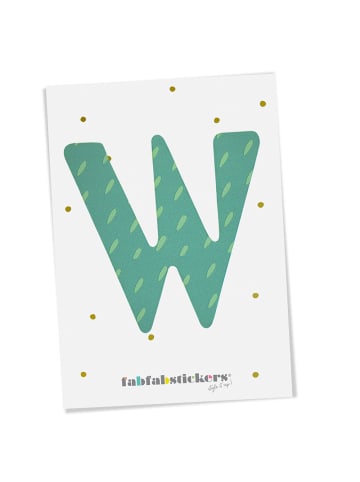 Fabfabstickers Buchstabe "W" aus Stoff in Green-Mix zum Aufbügeln