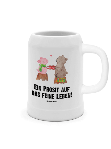 Mr. & Mrs. Panda Bierkrug Glühschwein Sause mit Spruch in Weiß