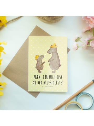 Mr. & Mrs. Panda Grußkarte Bären mit Hut mit Spruch in Gelb Pastell