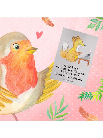 Mr. & Mrs. Panda Grußkarte Buchhalter Helden mit Spruch in Grau Pastell