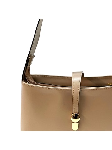 Florence Schultertasche, Umhängetasche Leder beige ca. 28cm