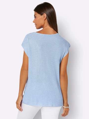 creation L V-Ausschnitt-Pullover in hellblau