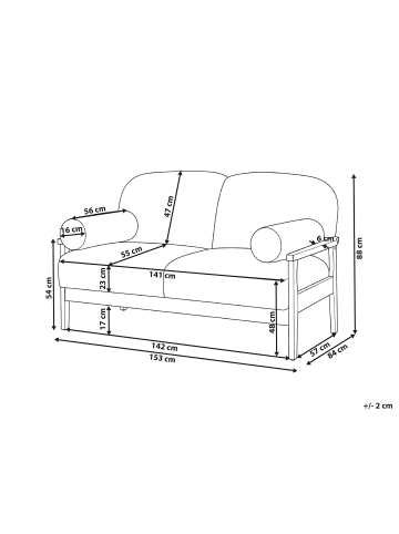 Beliani 2-Sitzer Sofa PILARNE in Grün/Schwarz - (W) 153 x (H) 88 x (L) 84 cm
