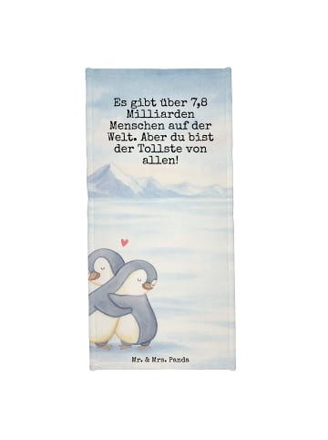 Mr. & Mrs. Panda Badehandtuch Pinguine Kuscheln Design mit Spruch in Weiß