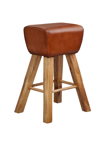 KADIMA DESIGN Barhocker Turnbock 43x75x43 cm Mango Massivholz / Echtleder, Design