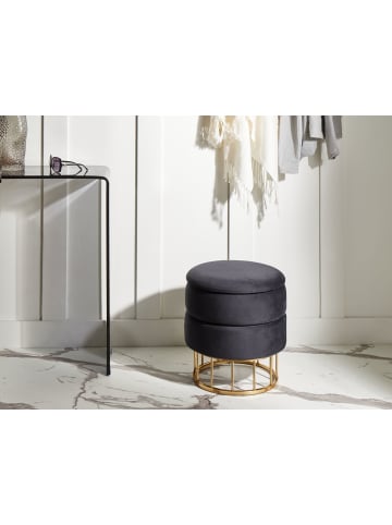 Beliani Pouf ELGIN in Schwarz/Gold - (W) 37 x (H) 42 x (L) 37 cm