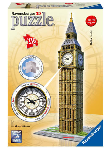 Ravensburger Big Ben + Uhr. 3D-Puzzle 216 Teile | Erleben Sie Puzzeln in der 3. Dimension