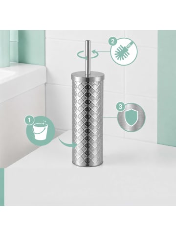 relaxdays WC Bürste in Silber - (H)38 x Ø9,5 cm