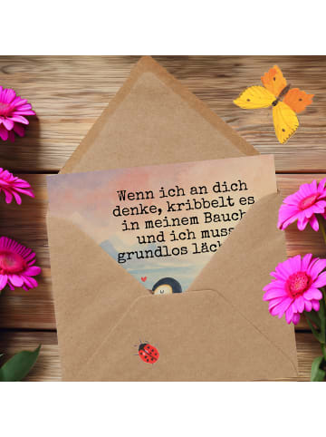 Mr. & Mrs. Panda Grußkarte Pinguine Kuss Design mit Spruch in Weiß