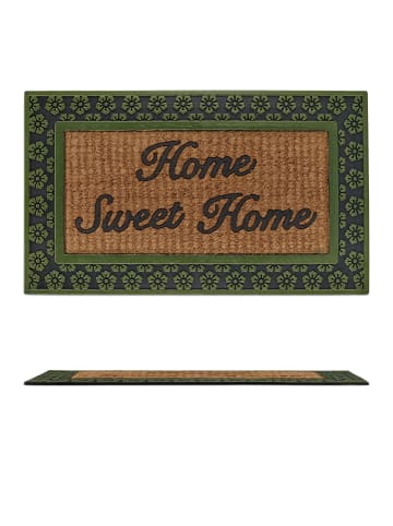 relaxdays Fußmatte "Home Sweet Home" in Natur/ Grün - (B)45 x (T)75 cm