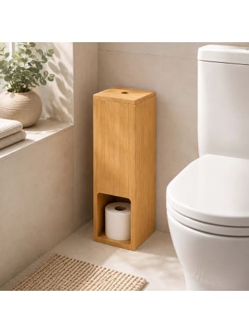 relaxdays Toilettenpapier Aufbewahrung in Natur - (B)14 x (H)46,5 x (T)14 cm