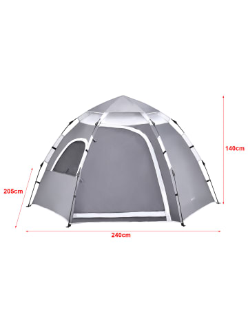 en.casa Campingzelt Nybro in Grau (L)240cm (B)205cm (H)140cm