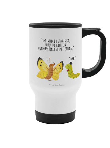 Mr. & Mrs. Panda thermosbecher Raupe Schmetterling mit Spruch in Weiß