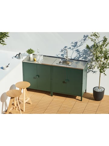 Beliani 3-tlg Gartenküche VILAMA in Grün/Silber