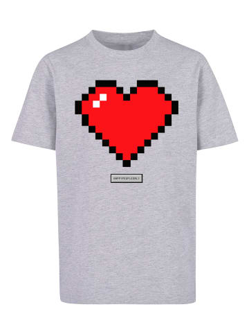 F4NT4STIC T-Shirt Pixel Herz Good Vibes Happy People in grau meliert