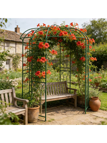 relaxdays Rosenpavillon in Bronze - (B)211 x (H)275 x (T)211 cm