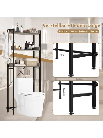 COSTWAY Toilettenregal 3-stufig in Grau