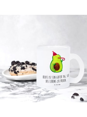 Mr. & Mrs. Panda Trinkglas Avocado Feier mit Spruch in Transparent