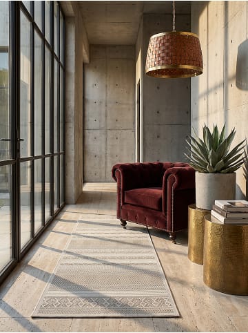 KADIMA DESIGN ESERA Flachwebteppich Beige 80x150 Streifen Polypropylen Wohnraum in Beige