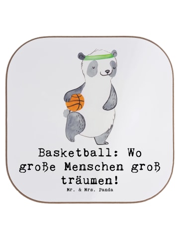 Mr. & Mrs. Panda Flaschenuntersetzer Basketball Träume mit Spruch in Weiß