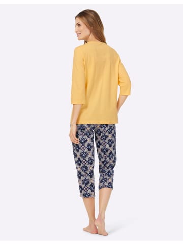 WITT WEIDEN Schlafanzug in gelb-marine-bedruckt