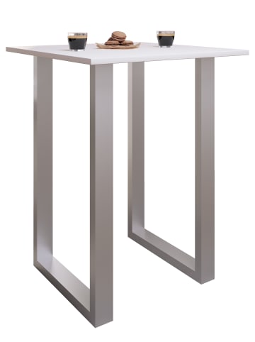 VCM  Holz Bartisch Stehtisch Tisch Tresen Xona 80x50 in Silber / Weiß