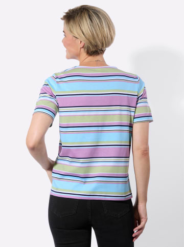 WITT WEIDEN V-Shirt in weiß-aquamarin-geringelt