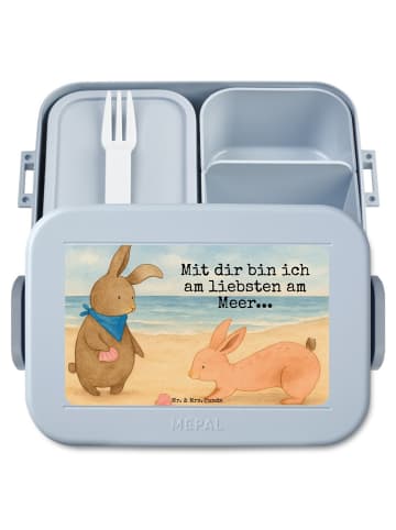 Mr. & Mrs. Panda Essensbox Hasen Muschel Design mit Spruch in Blau Pastell