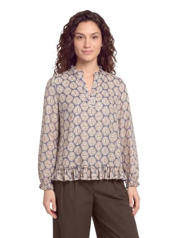 CARTOON Casual-Bluse mit Raffung in Blau/Beige