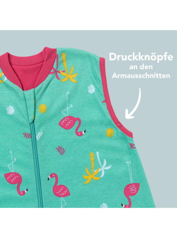 Schlummersack Bio Schlafsack mit Füßen und umklappbaren Bündchen 1.0 TOG in Pink