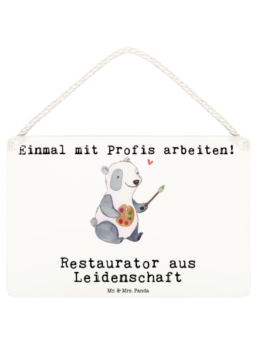 Mr. & Mrs. Panda Deko Schild Restaurator Leidenschaft mit Spruch in Weiß