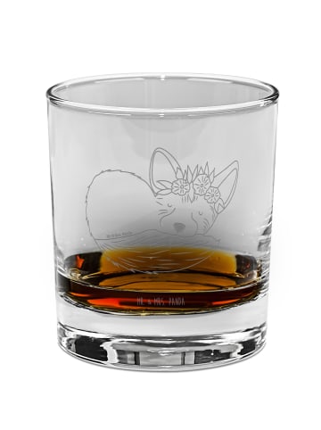 Mr. & Mrs. Panda Whiskey Glas Wüstenfuchs Blumen ohne Spruch in Transparent