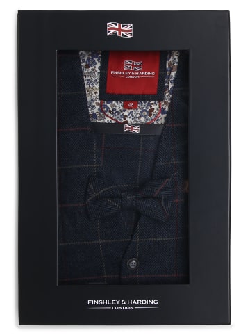 Finshley & Harding London Weste mit Fliege und Einstecktuch in marine - 0001