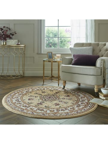 KADIMA DESIGN Orientteppich Bordüre floral klassischer Wohnzimmer-Teppich in Braun