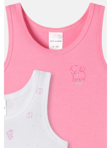 Schiesser Unterhemd / Tanktop Kids Girls Feinripp Organic Cotton in Weiß / Rosa