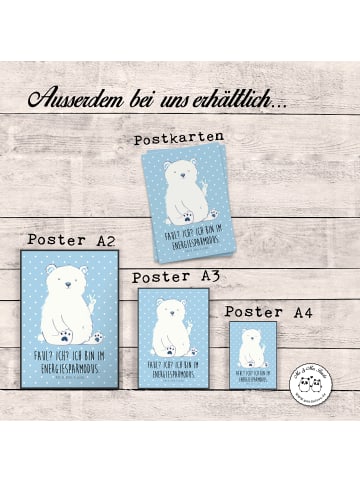 Mr. & Mrs. Panda Bild Eisbär Faul mit Spruch in Blau Pastell
