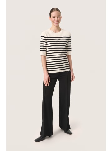 Soaked in Luxury Strickpullover SLSpina Gerade Passform in White with Black stripe