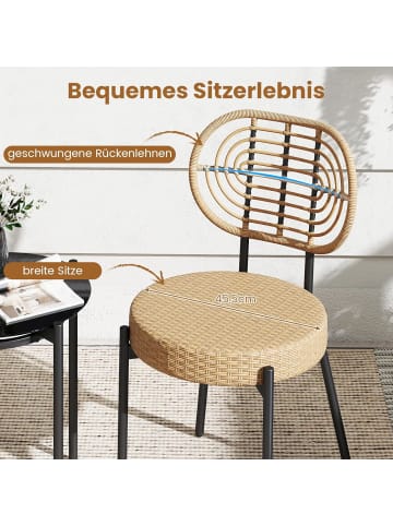 COSTWAY 3 tlg. Gartenmöbel Set Polyrattan in Braun