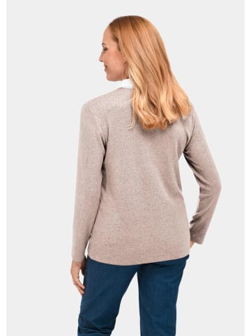 GOLDNER Thermopoloshirt mit flauschiger Innenseite und Baumwollkragen in sand / melange