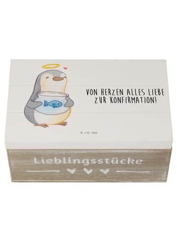 Mr. & Mrs. Panda Truhe Pinguin Fisch mit Spruch in Weiß