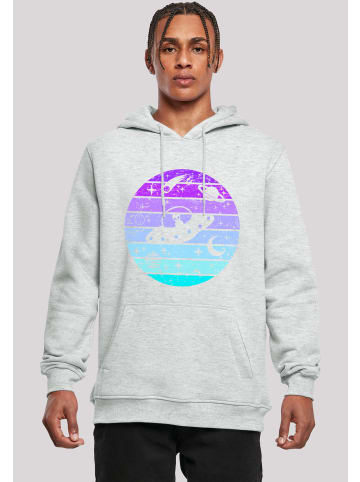 F4NT4STIC Hoodie Retro Alien Weltraum Sonnenuntergang in grau meliert