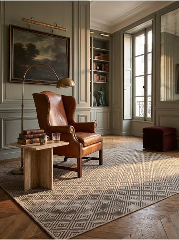 KADIMA DESIGN Teppichläufer Karo flachgewebt pflegeleicht Wohnzimmer Flur Esszimmer in Natur