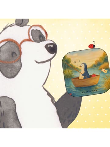 Mr. & Mrs. Panda Bierdeckel Pinguin Angelboot Design ohne Spruch in Weiß